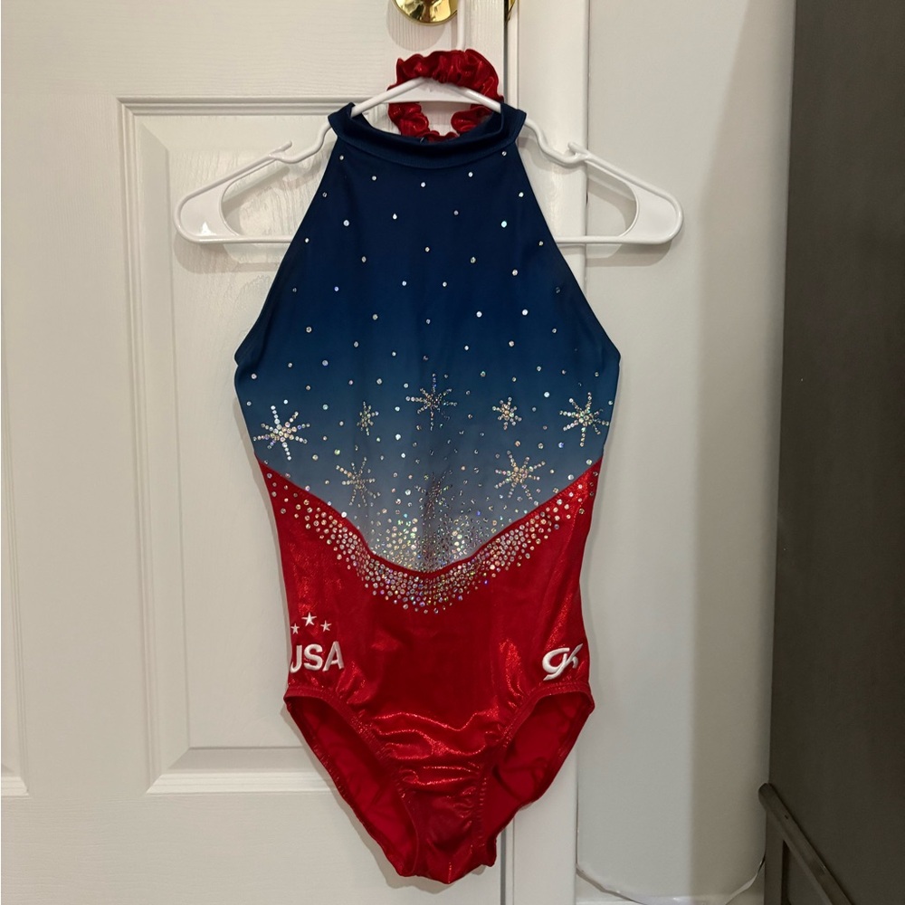 GK Elite USA replica Red and Blue Star Leotard with scrunchie
E4739
